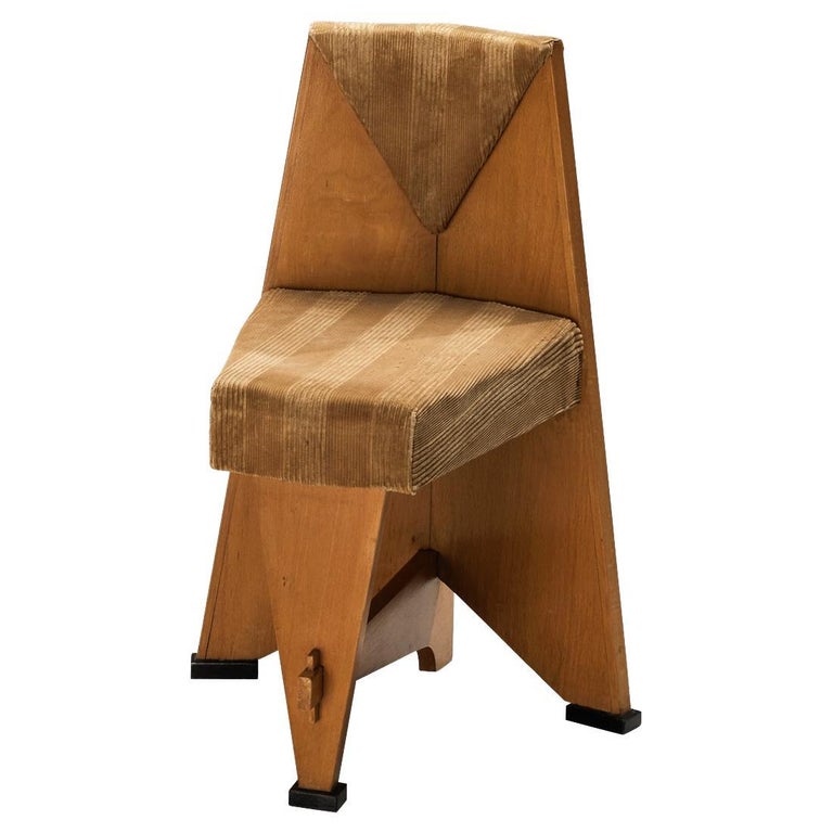 Laurens Groen Birch and Corduroy-Velvet Side Chair, 1924