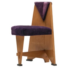 Laurens Groen Art Deco Side Chair in Birch and Purple Velvet Upholstery