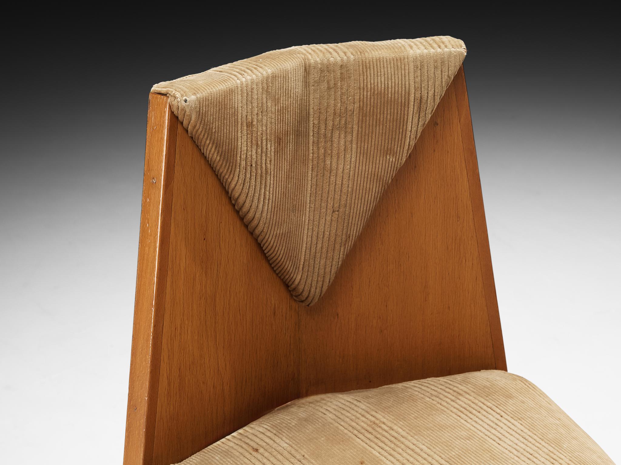 Laurens Groen, sedie da salotto Art Deco in legno e velluto a coste beige degli anni '20 in vendita 4