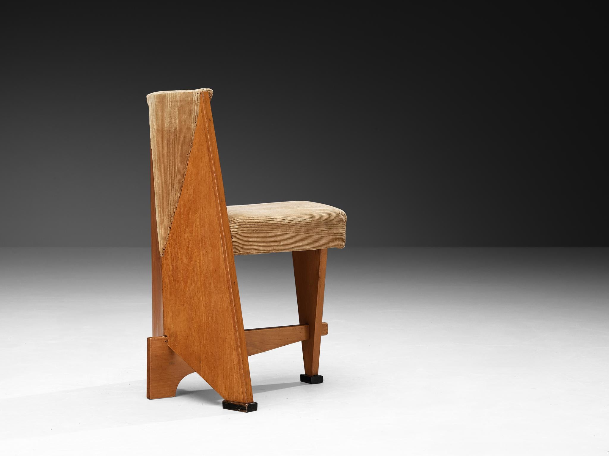 Laurens Groen, sedie da salotto Art Deco in legno e velluto a coste beige degli anni '20 in vendita 1