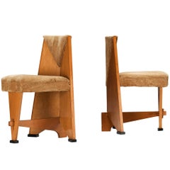 Laurens Groen, sedie da salotto Art Deco in legno e velluto a coste beige degli anni '20