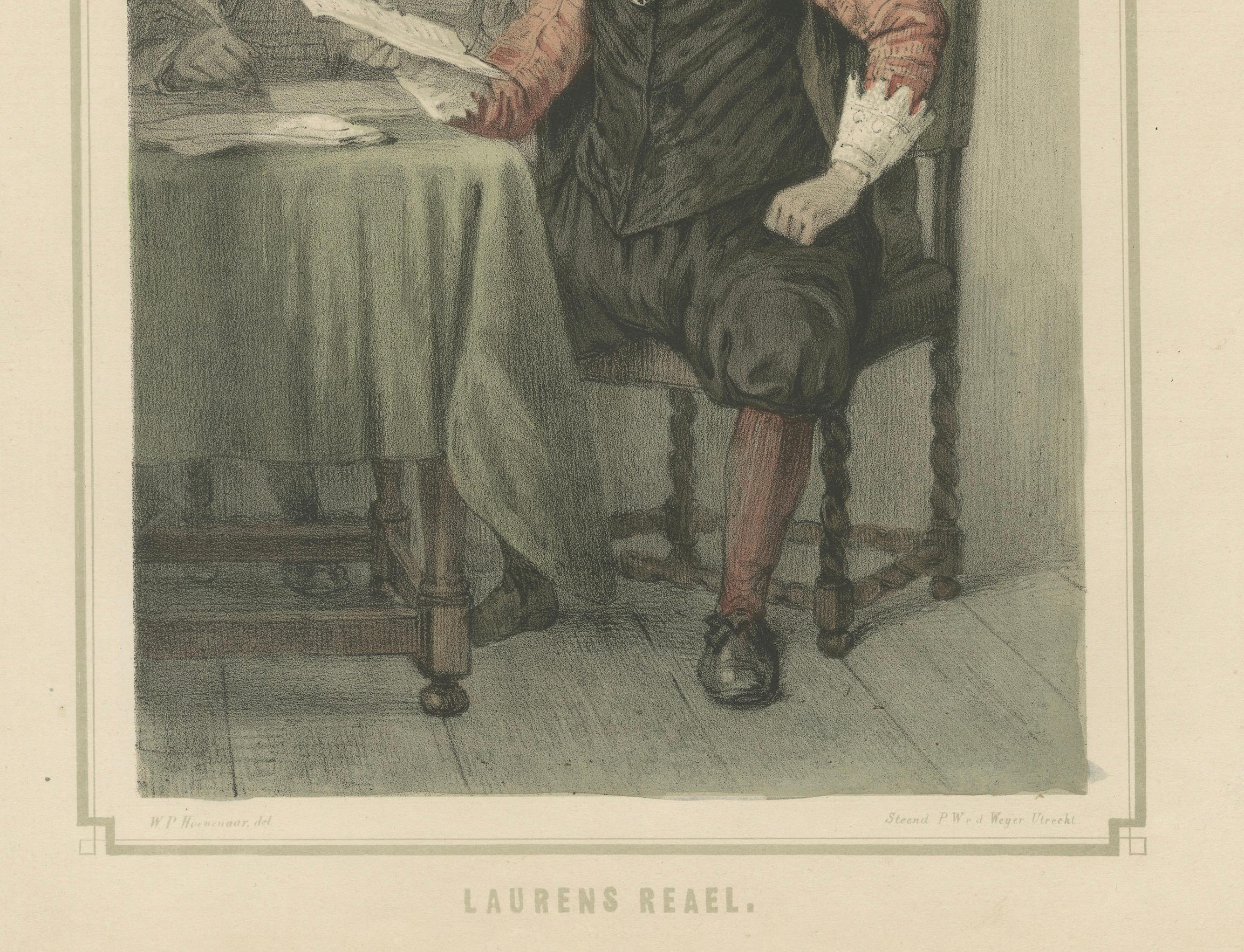 Laurens Reael – Dutch VOC Governor and Admiral, 19th-Century Hand-Colored Lithograph

Item Description:  
This 19th-century hand-colored lithograph features Laurens Reael, a distinguished figure in the early history of the Dutch East India Company