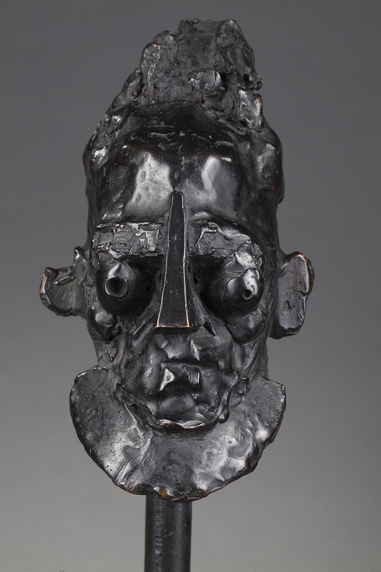 Man's head - French School Sculpture by Laurent Belloni