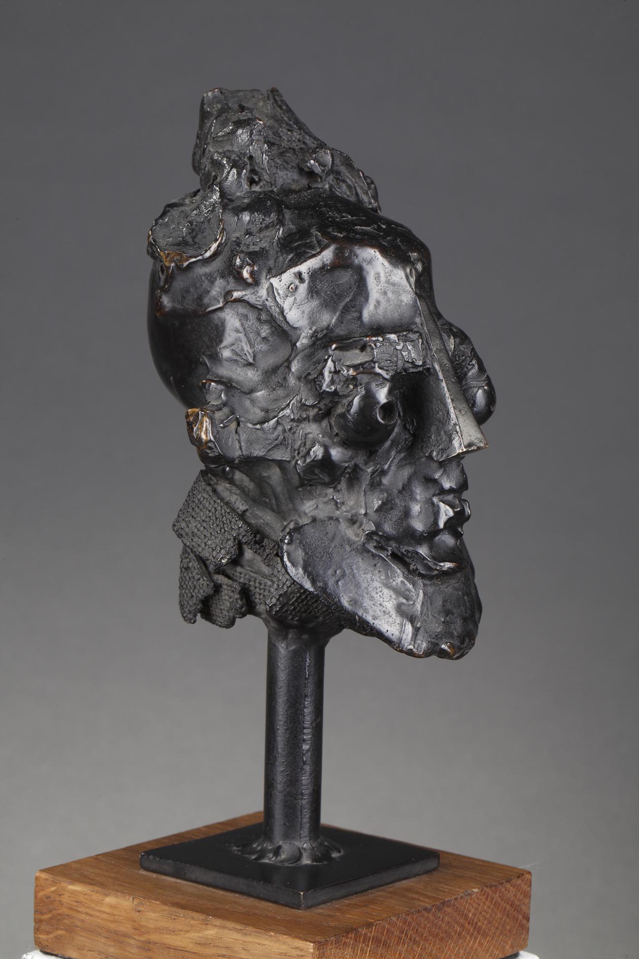 Testa dell'uomo - Figurative Sculpture Oro di Laurent Belloni