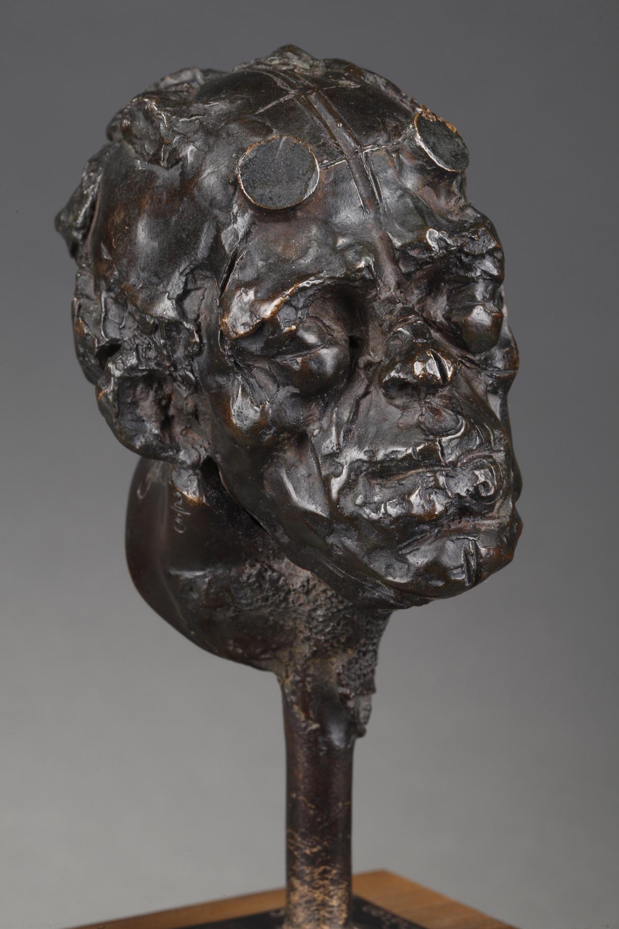 Kopf eines Mannes mit Gläsern (Französische Schule), Sculpture, von Laurent Belloni