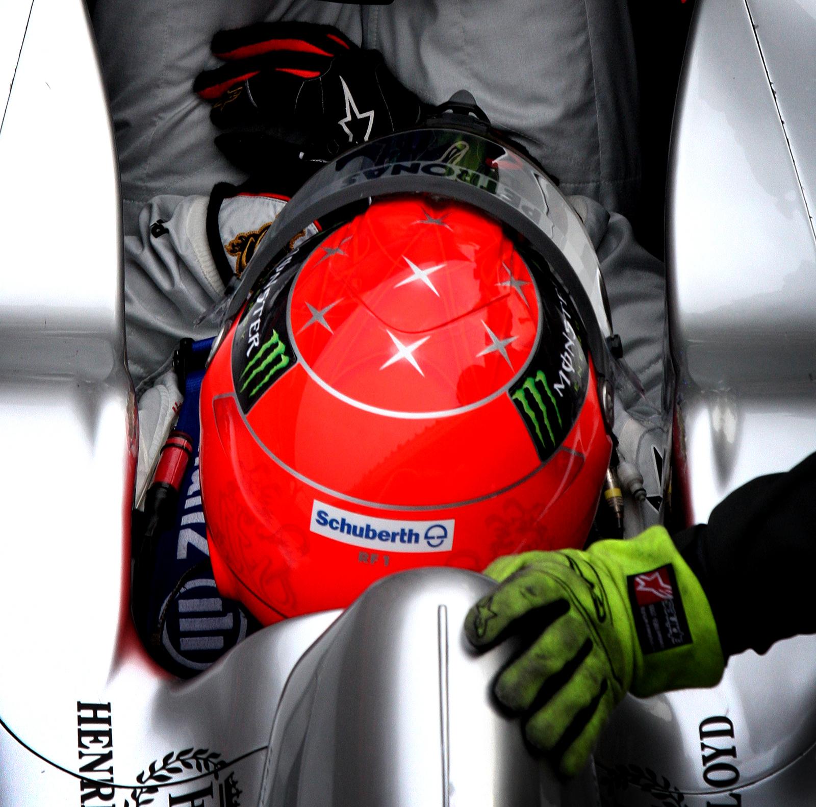 Last Dance 1- Michael Schumacher Formula 1 Mercedes, Red, Still life photo, Race - Photograph by Laurent Campus