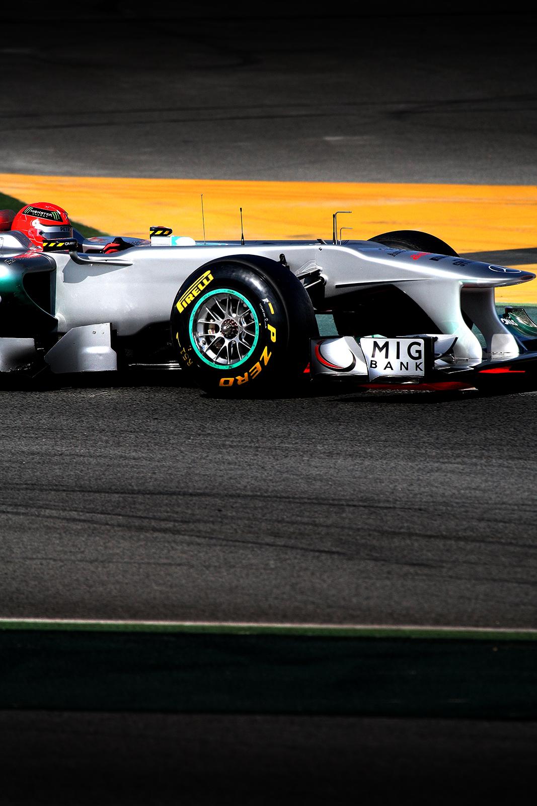 Last Dance 4 - Signed limited edition archival pigment print, 2011    -  Edition of 5

Formula 1 , Preseason test, 2011 , Barcelona, Spain.
Michael Schumacher's last appearance in the Formula 1 Preseason test

Photo/Reportage exhibited in 2011 in