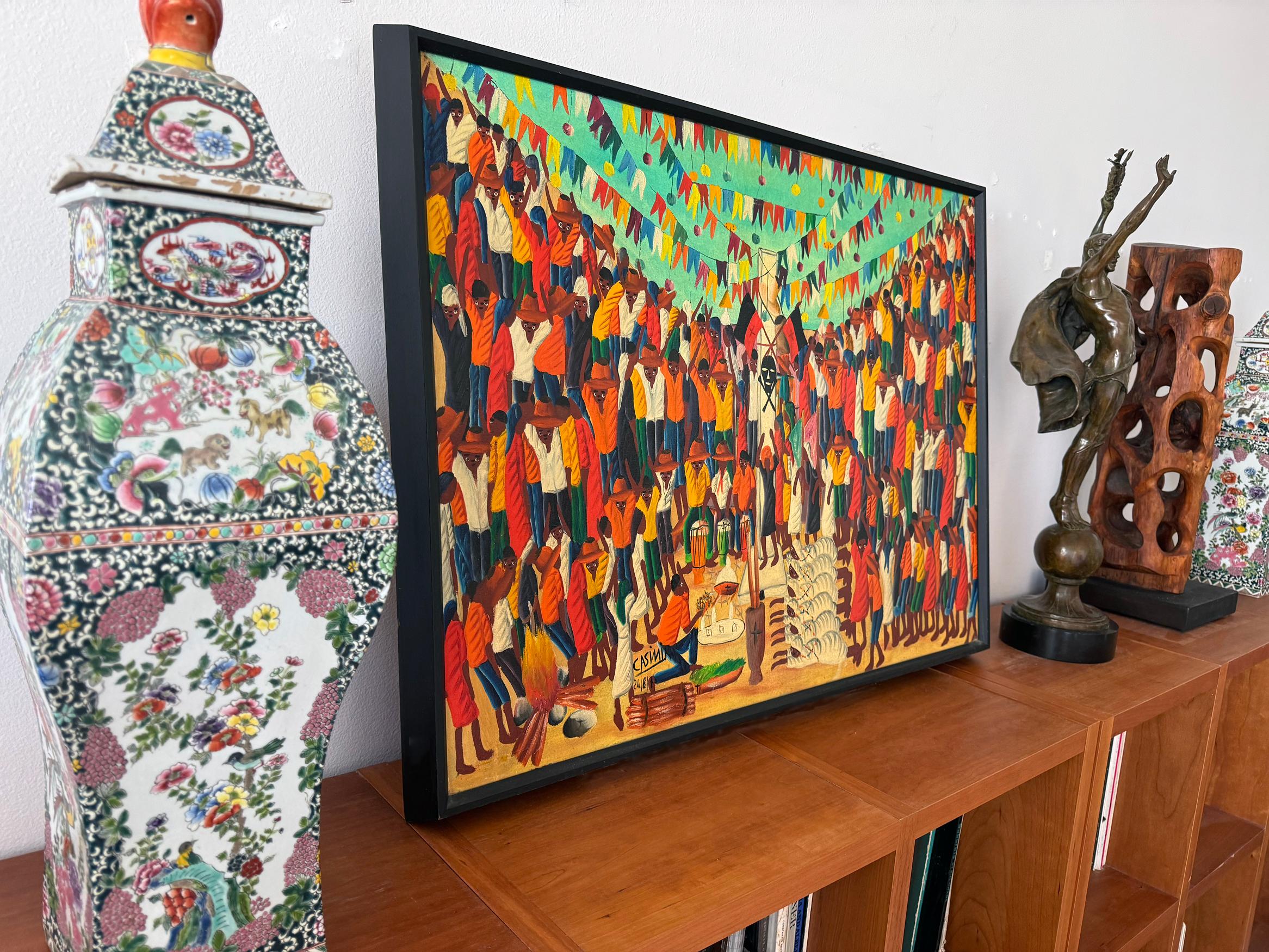 Cérémonie vaudou - Bawon Samdi - Père des esprits - Marron Figurative Painting par Laurent Casimir