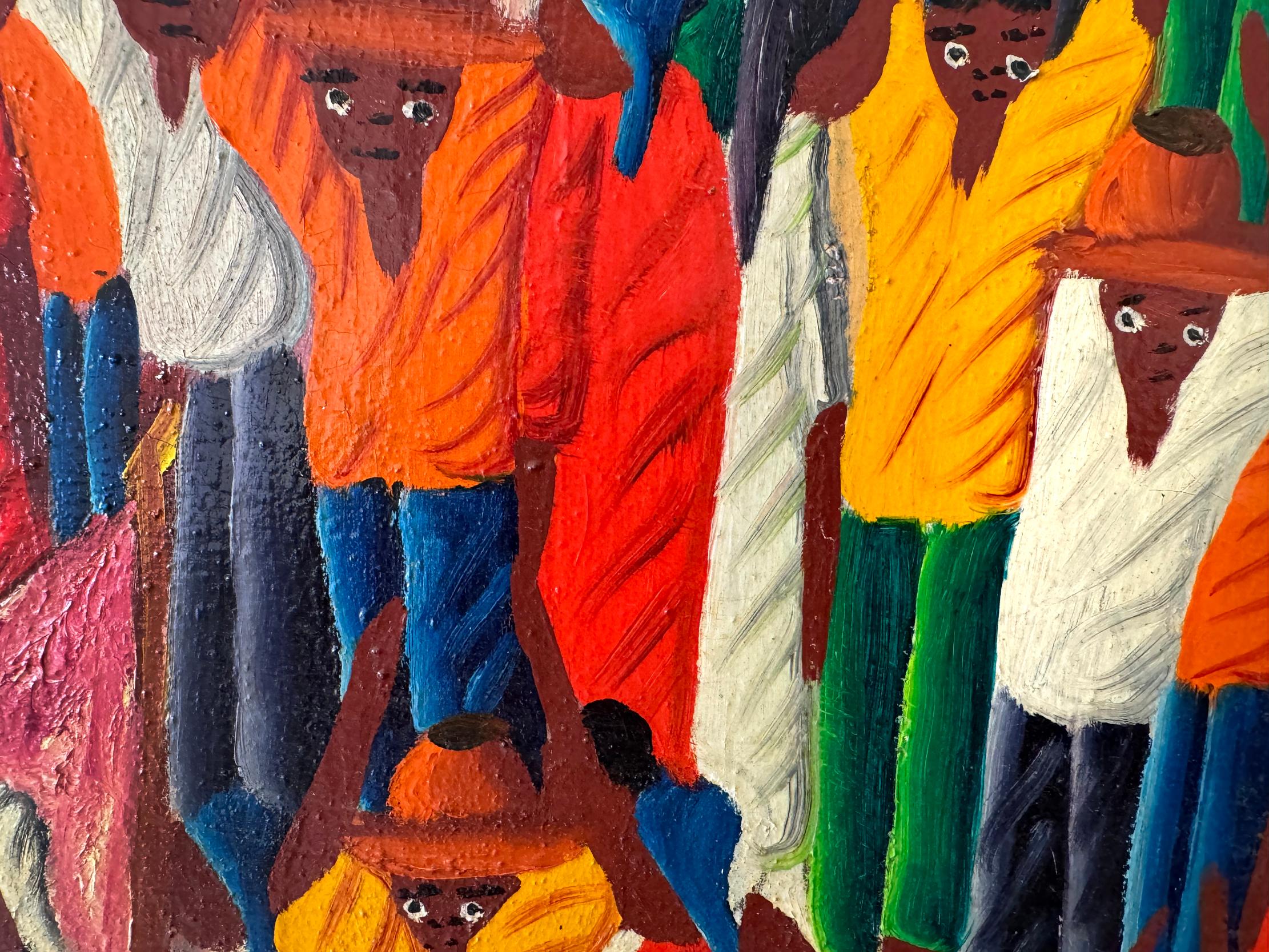 Cette grande huile sur toile à couper le souffle est l'un des plus beaux exemples de l'œuvre de l'artiste.   Casimir est un maître de l'après-guerre méconnu et sous-estimé.  
Le tableau présente une interaction très complexe d'une symphonie de