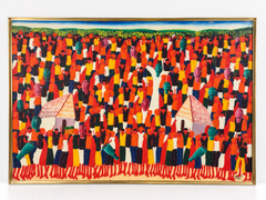 Laurent Casimir – Haitian Festival Crowd, 1975 – Folk Art Oil Painting
