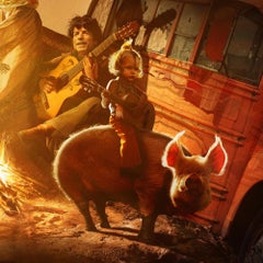 Bohemian Rhapsody -  Digital contemporary color photograph of a Flying House