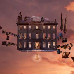 Capharnaum - digital manipulated photograph of a flying Parisian house