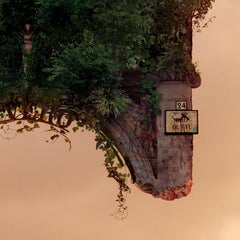 Crepuscule - Contemporary whimsical digital photo montage of a flying house