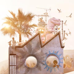 Vertigo- digital manipulated photograph of a whimsical flying swimming pool