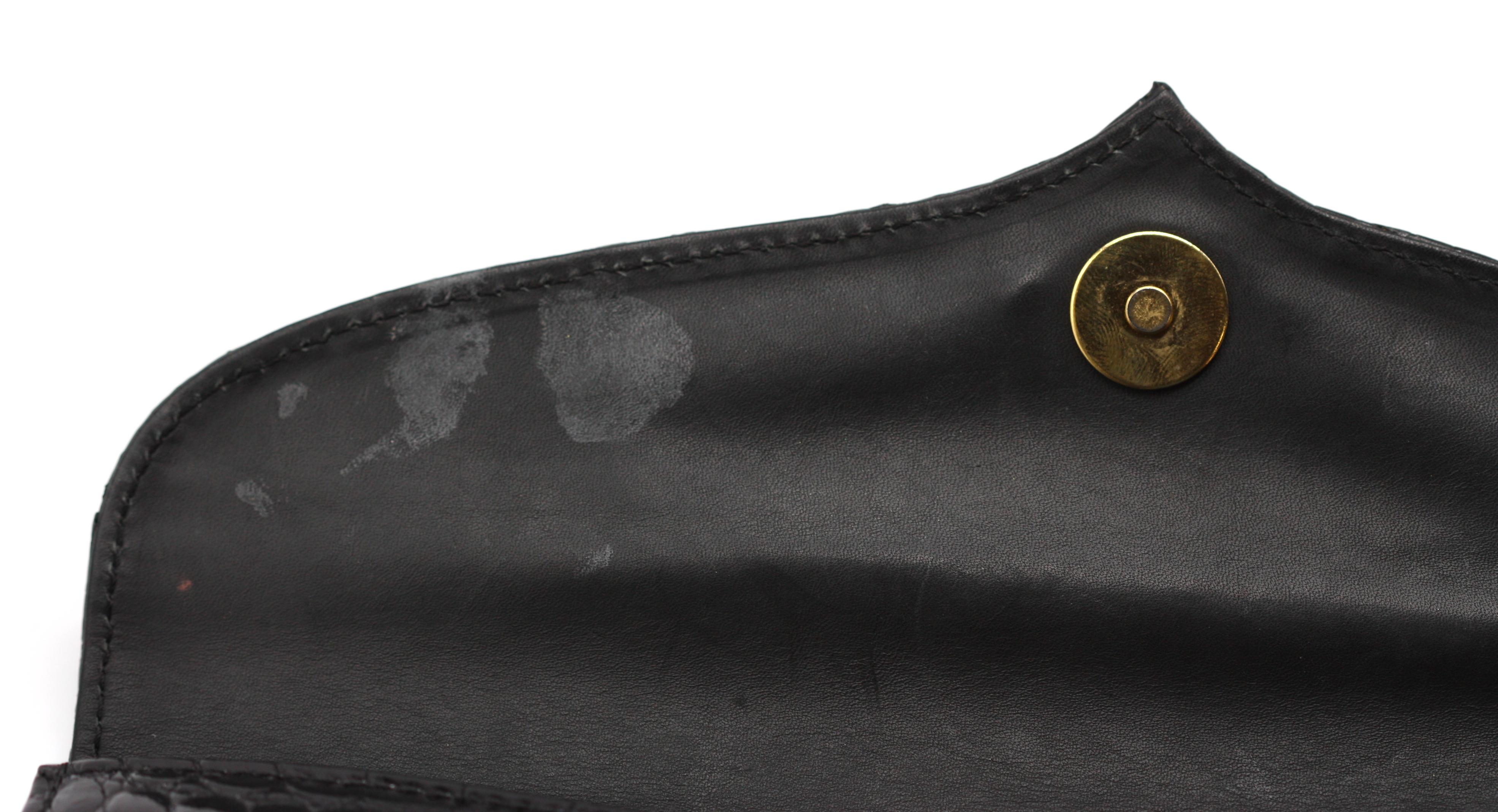 Nero Pochette Laurent Effel in alligatore nero in vendita