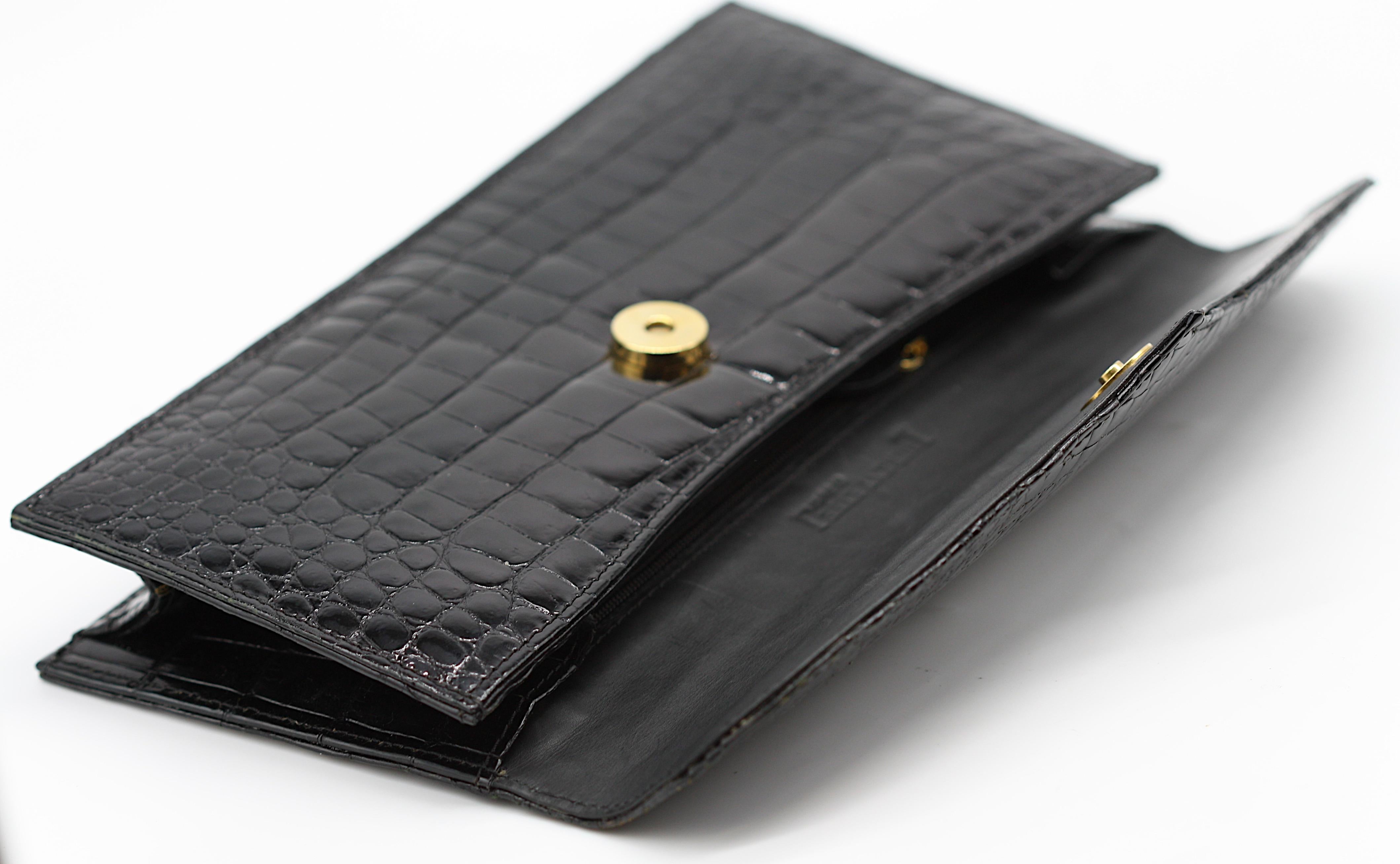 Pochette Laurent Effel in alligatore nero In condizioni buone in vendita a West Palm Beach, FL