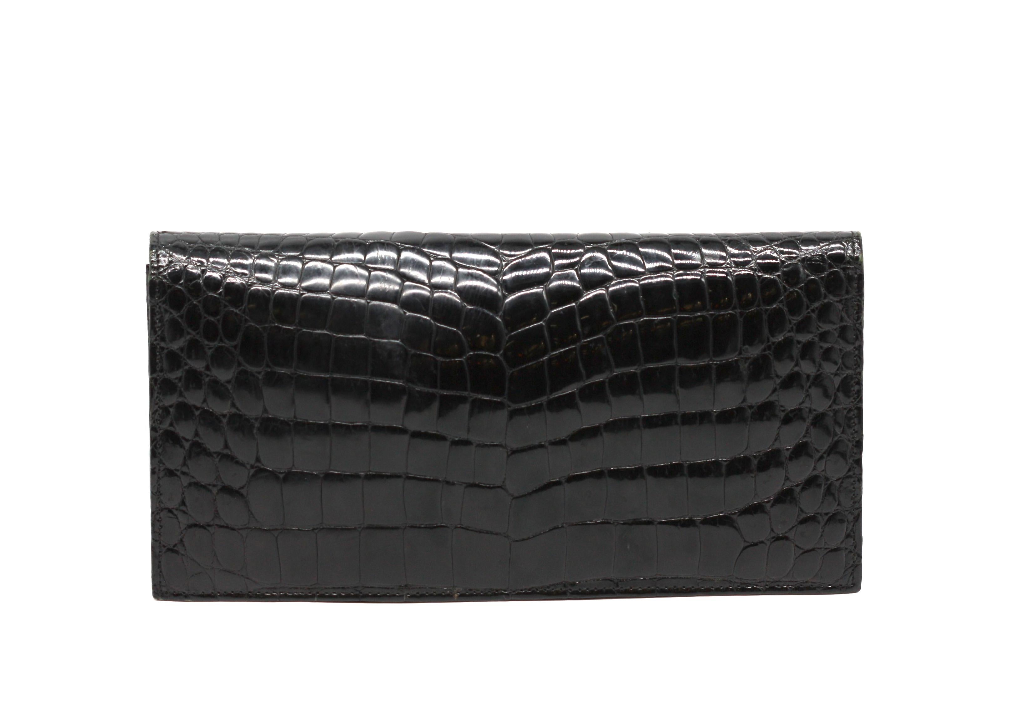 da uomo o donna Pochette Laurent Effel in alligatore nero in vendita