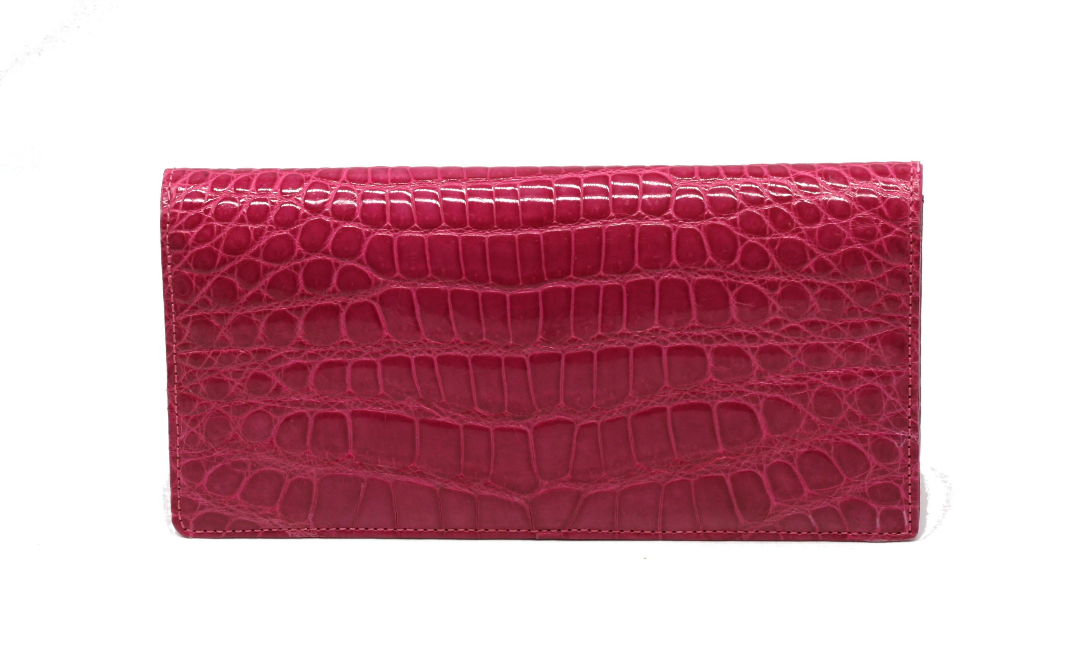 da uomo o donna Pochette Laurent Effel in alligatore fucsia in vendita