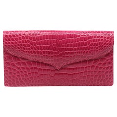 Laurent Effel Fuchsia Alligator Clutch