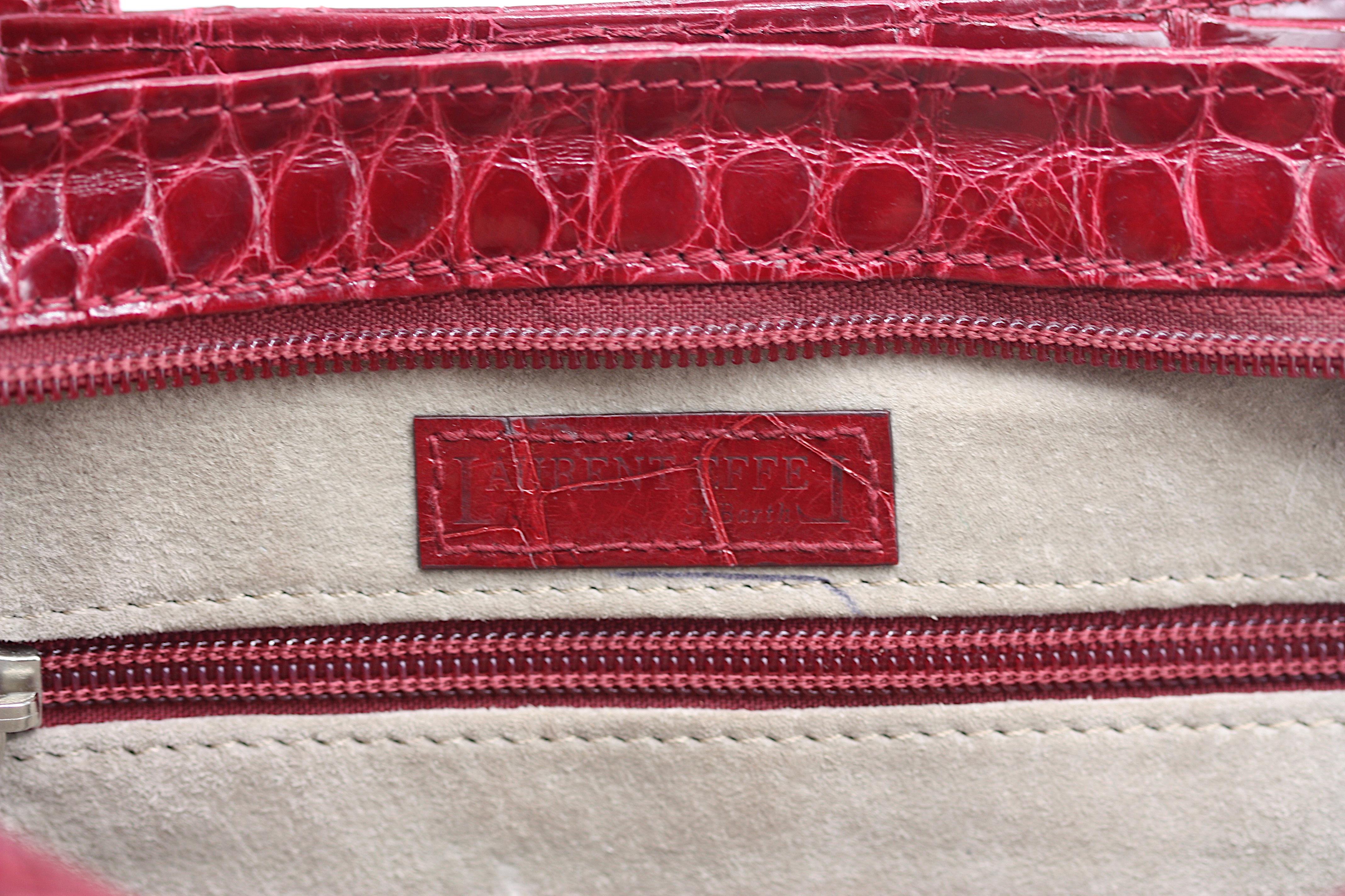 Laurent Effel Ruby Red Alligator Handbag In Good Condition For Sale In West Palm Beach, FL
