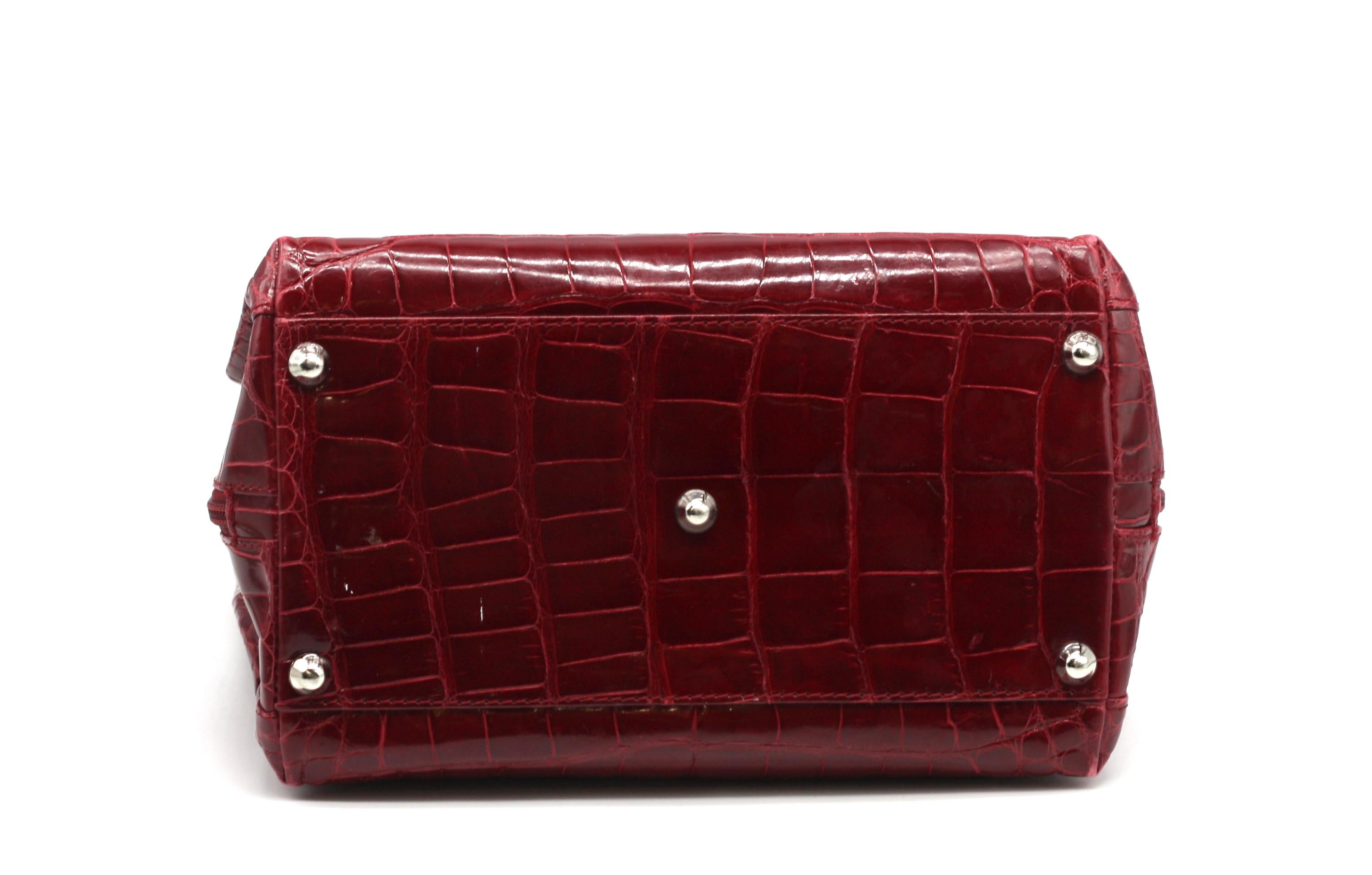 Laurent Effel Ruby Red Alligator Handbag For Sale 1