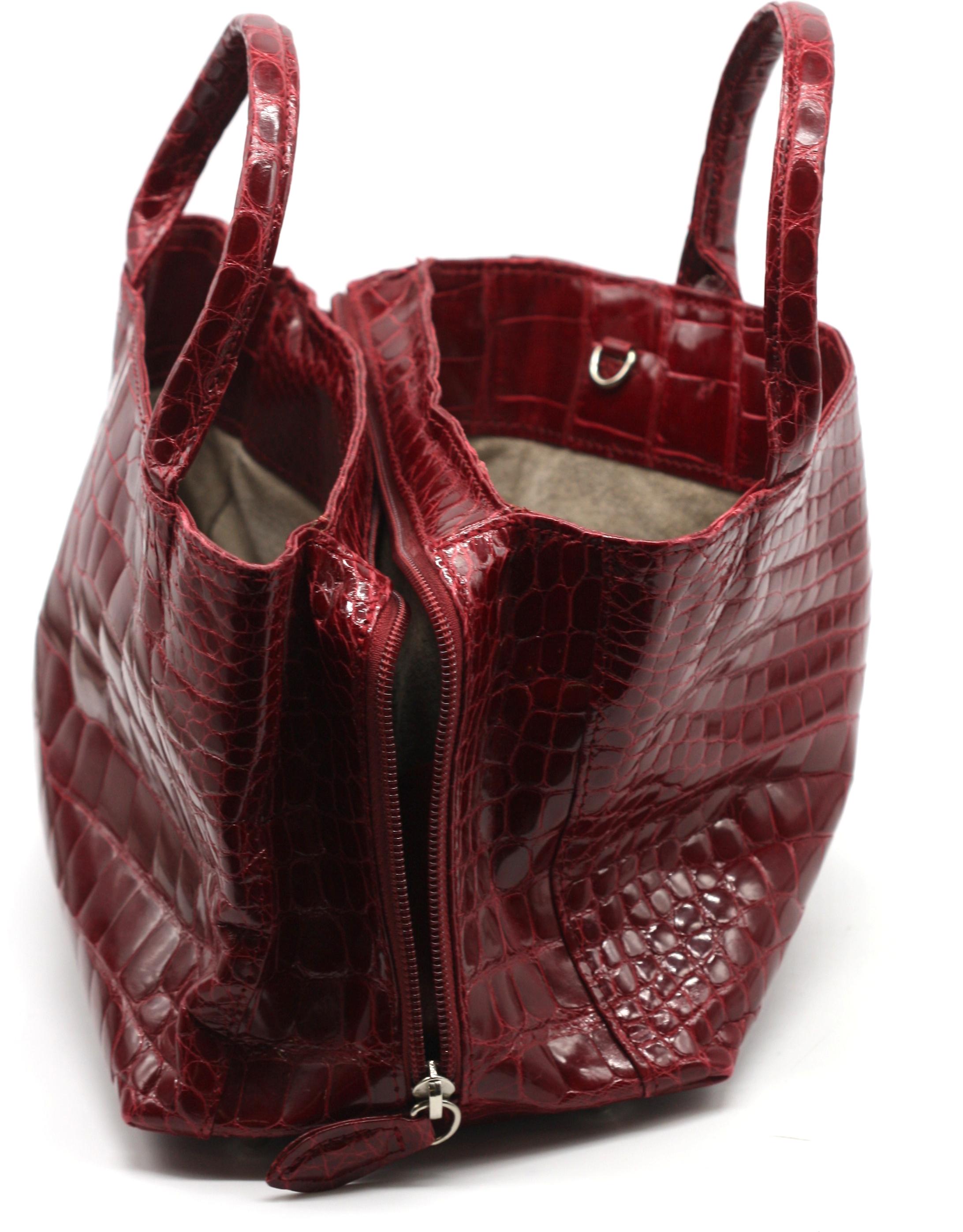 Laurent Effel Ruby Red Alligator Handbag For Sale 2