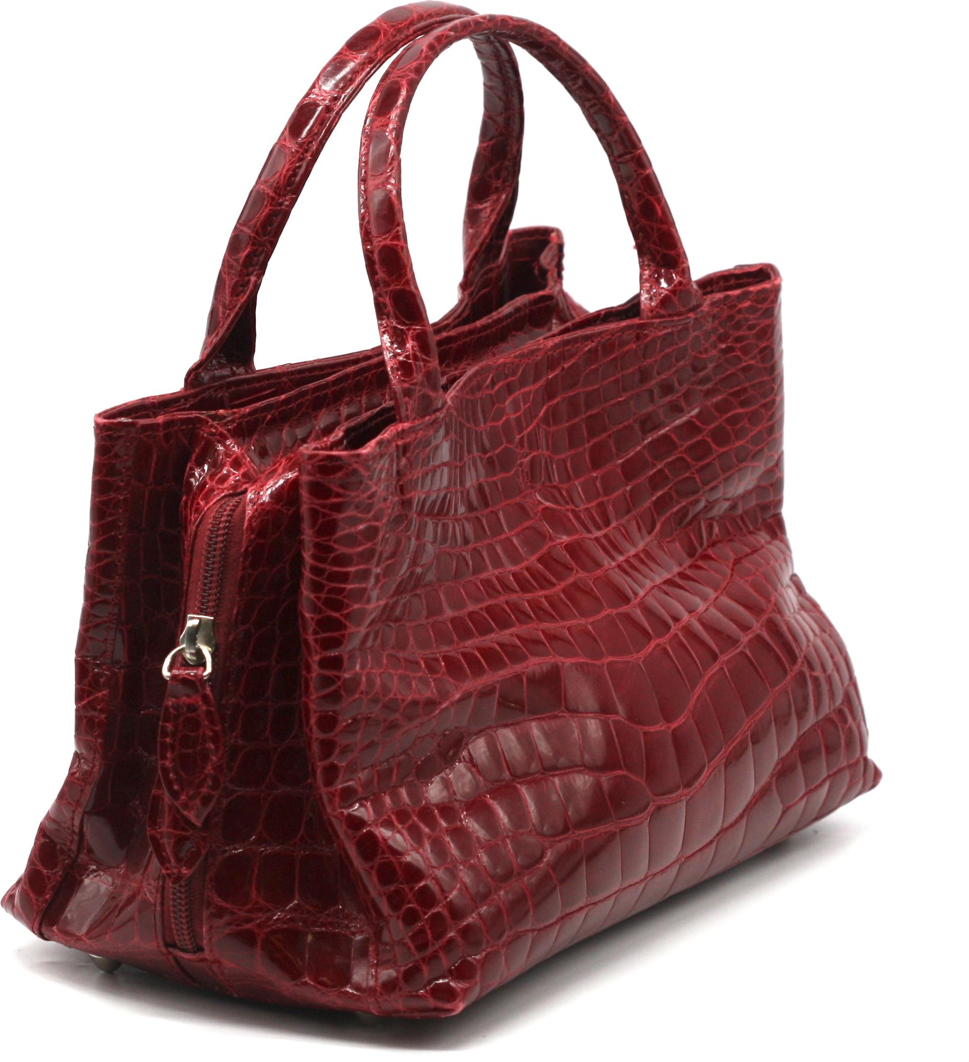 Laurent Effel Ruby Red Alligator Handbag For Sale 3