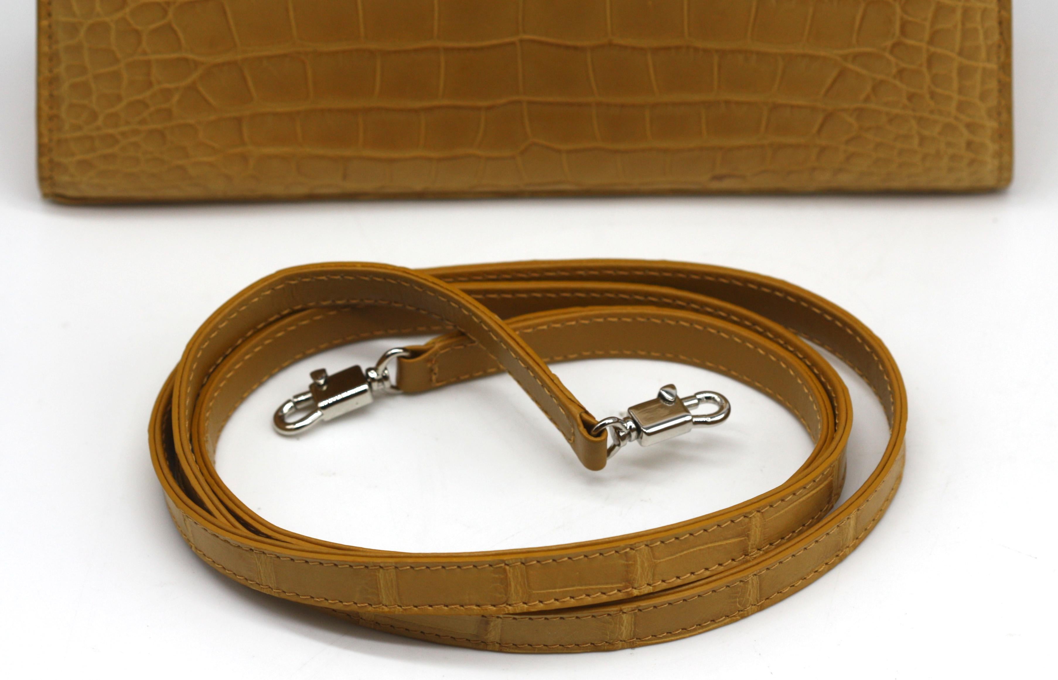 Laurent Effel Sienna Yellow Alligator Handbag For Sale 2