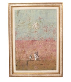 Laurent Hours Set of 3 Paintings 22.5" x 16.5" French Mid Century Abstract Art