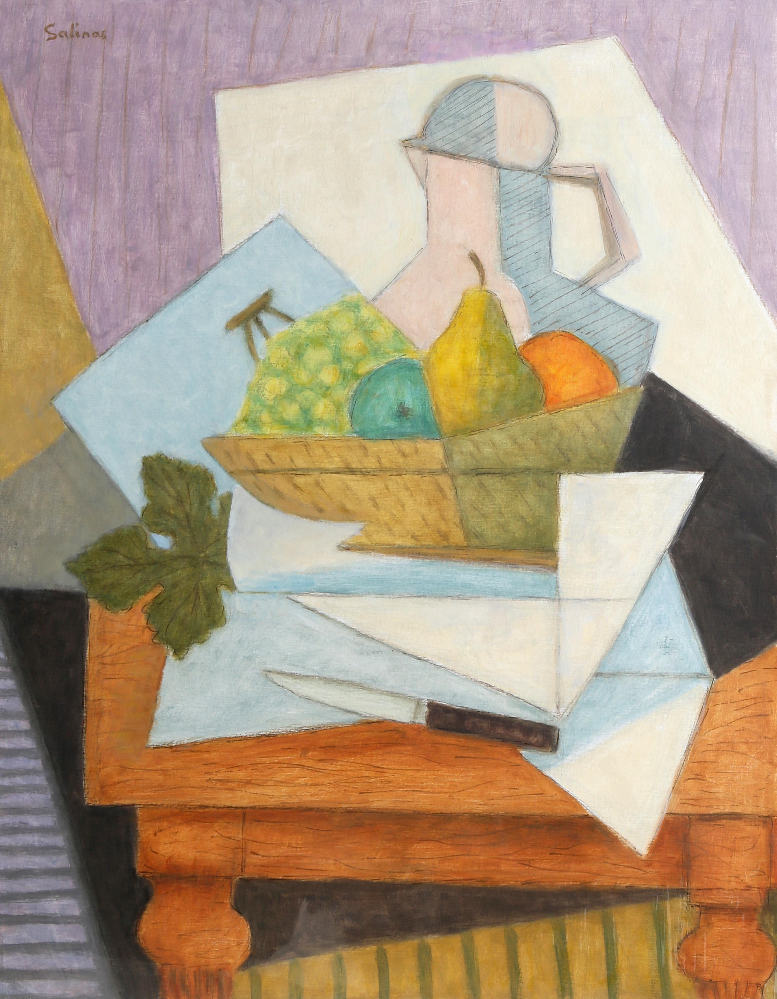 Cubist Still Life with Grapes, Painting by Laurent Marcel Salinas