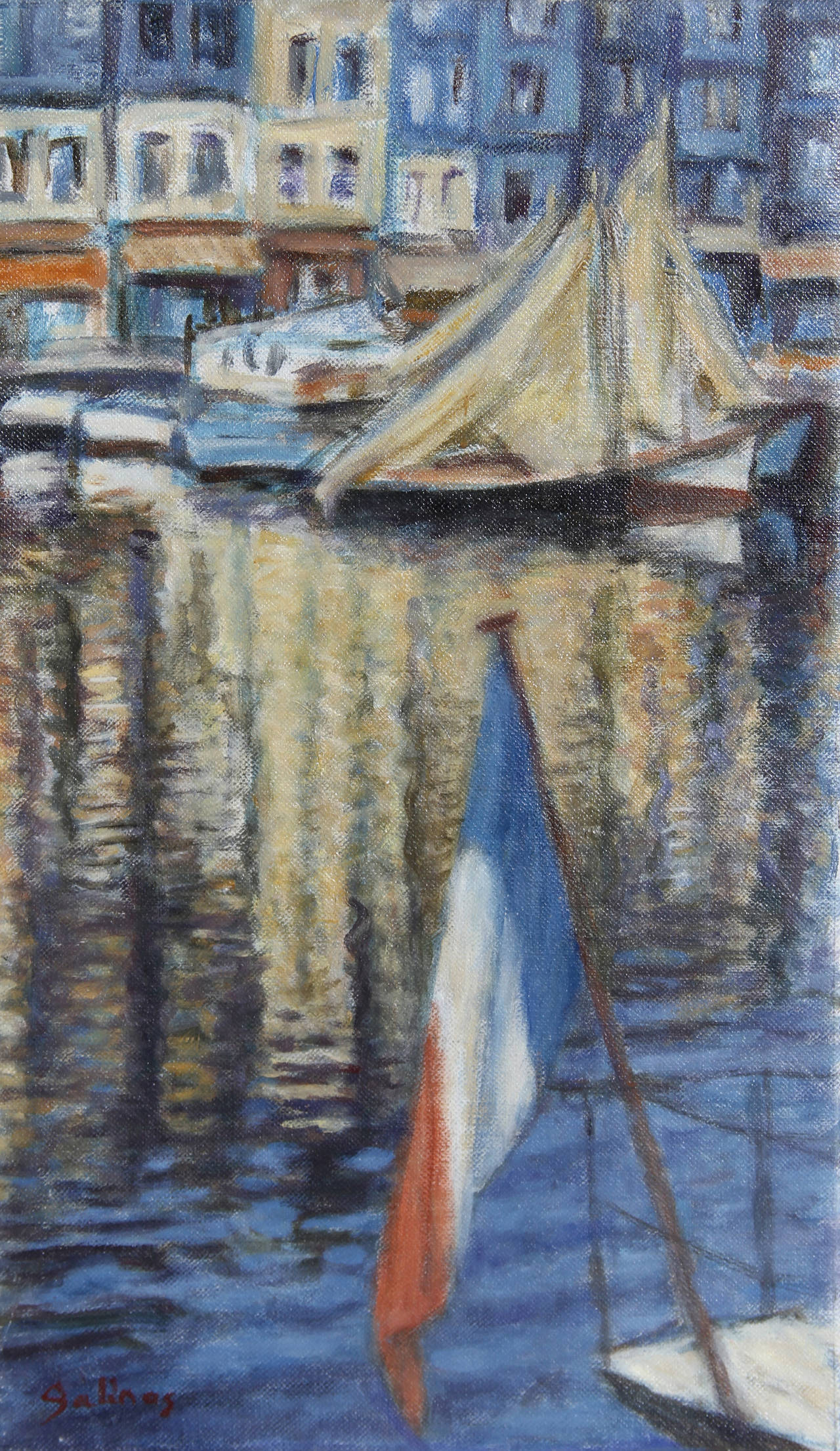 Laurent Marcel Salinas Landscape Painting – Le Pavilion Francais von Honfleur