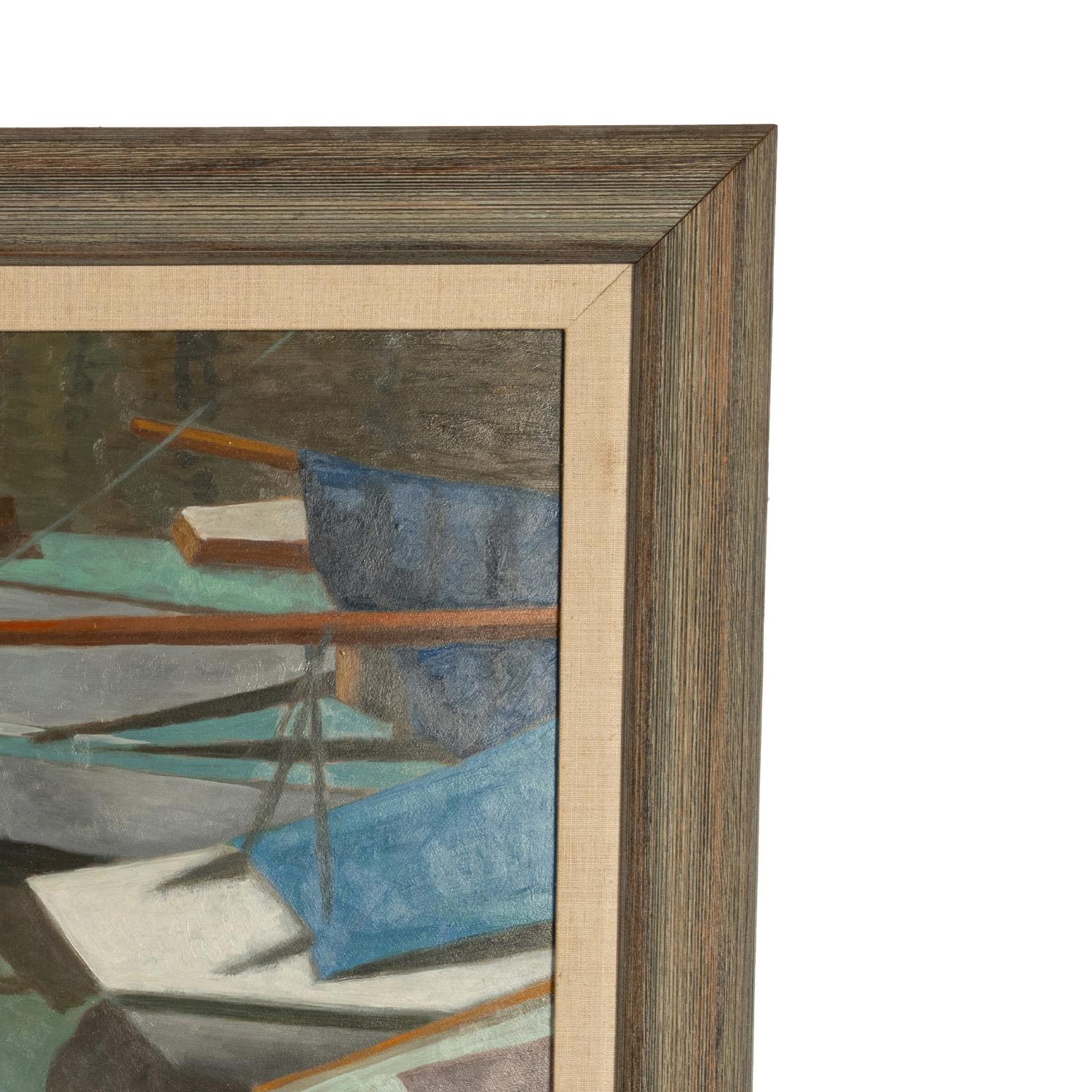 Olio su tela francese modernista Barche al porto Laurent Marcel Salinas Picasso 1975 in vendita 9