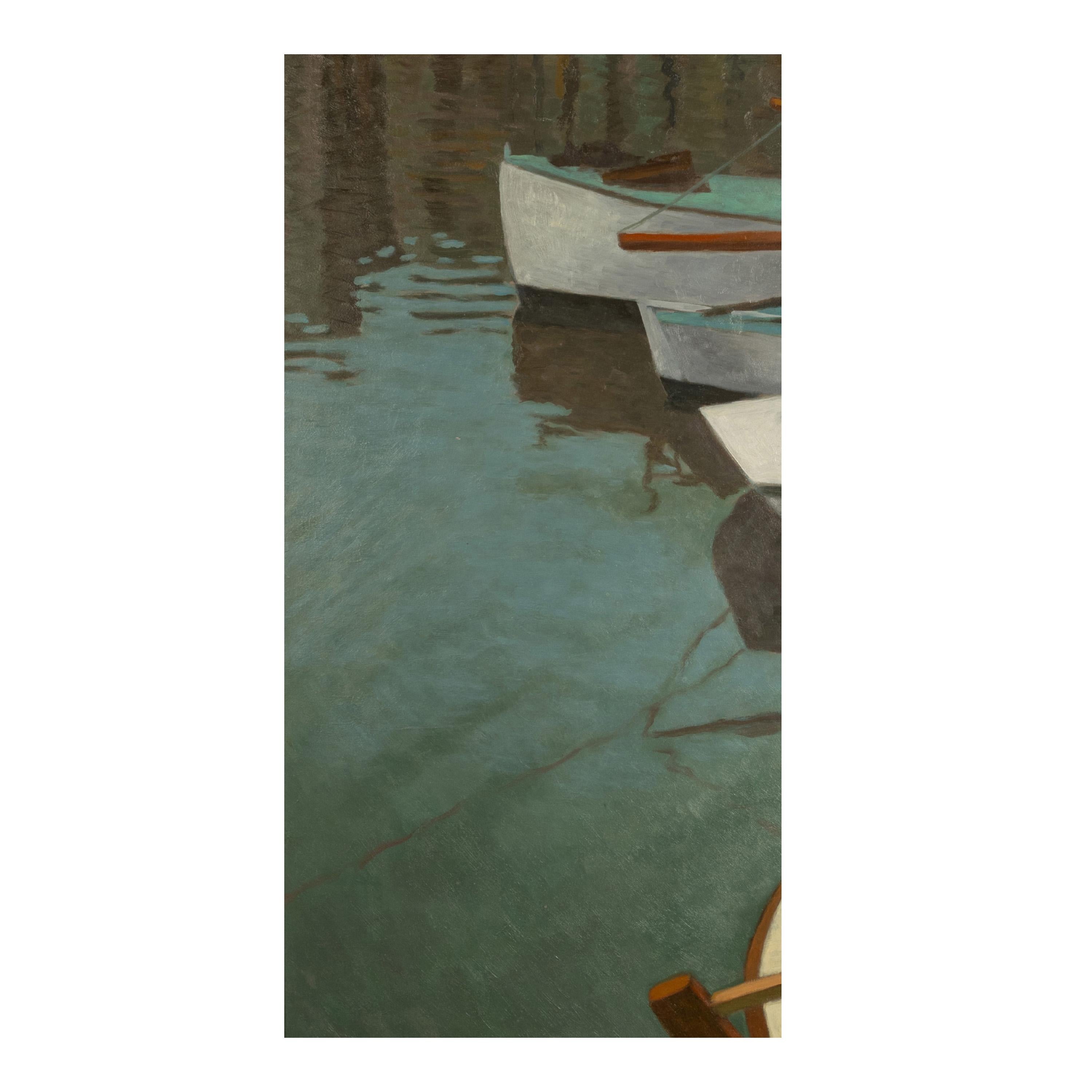 Olio su tela francese modernista Barche al porto Laurent Marcel Salinas Picasso 1975 in vendita 7