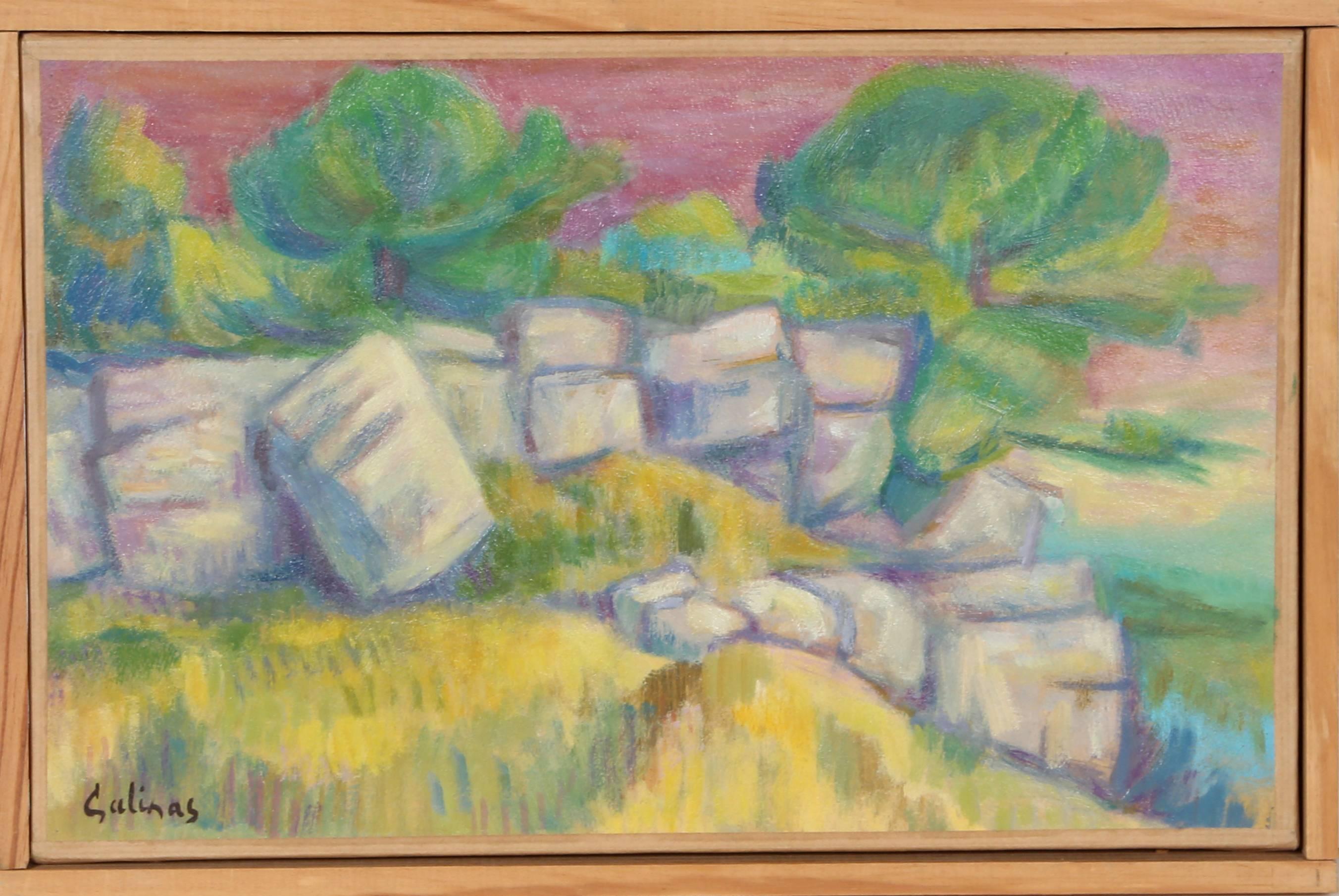 Artist: Laurent Marcel Salinas, French (1913 - 2010)
Title: Rochers A La Cadiere D'Azur
Medium: Oil on Wood, signed
Image Size: 9 x 14.5 inches
Frame Size: 10.5 x 16 inches