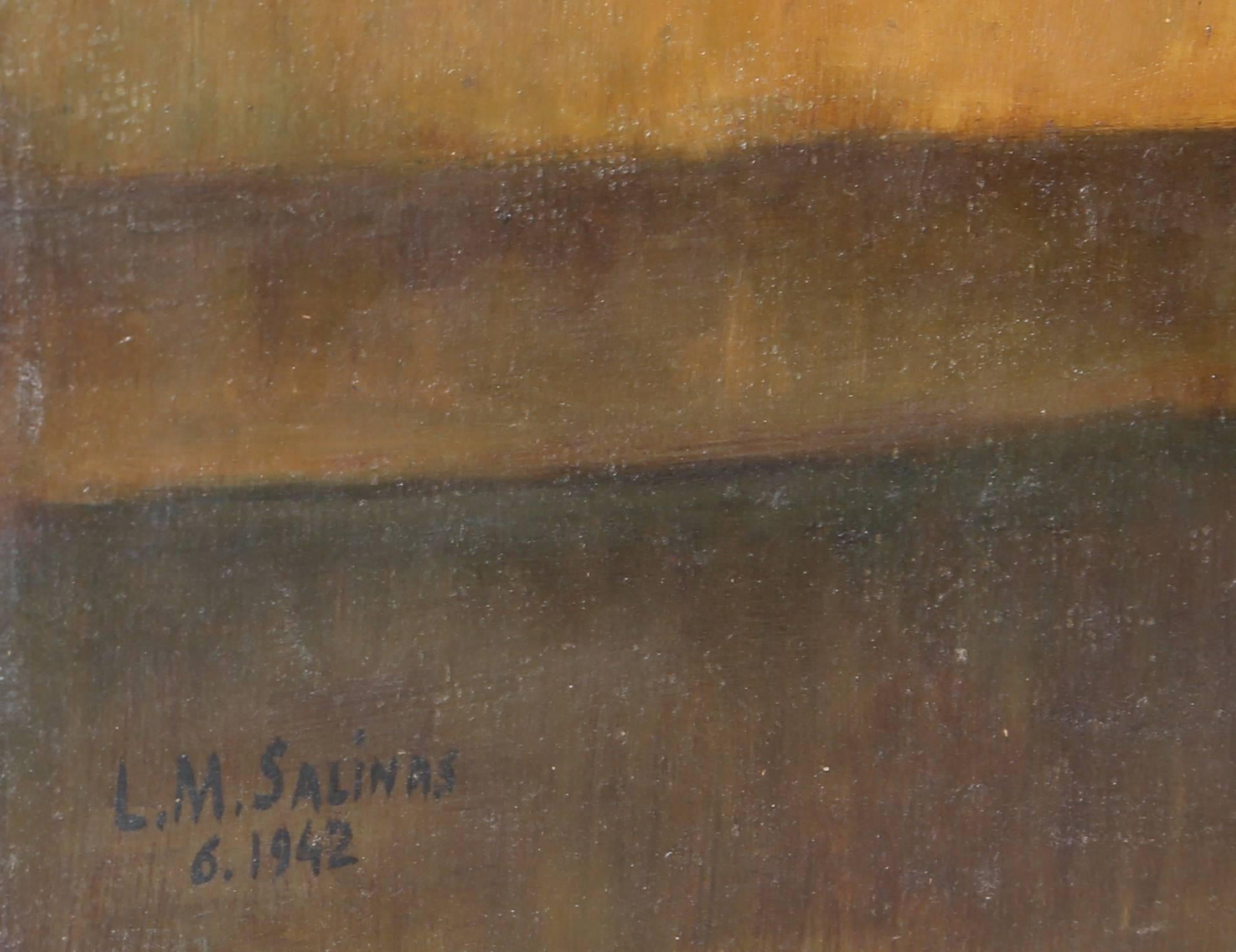 Pintura Naturaleza Muerta Jarrón de Laurent Marcel Salinas 1942 en venta 1