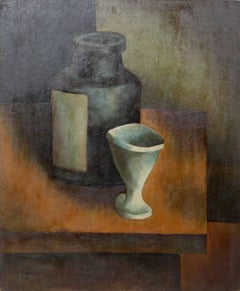 Vintage Vase Still Life Painting by Laurent Marcel Salinas 1942