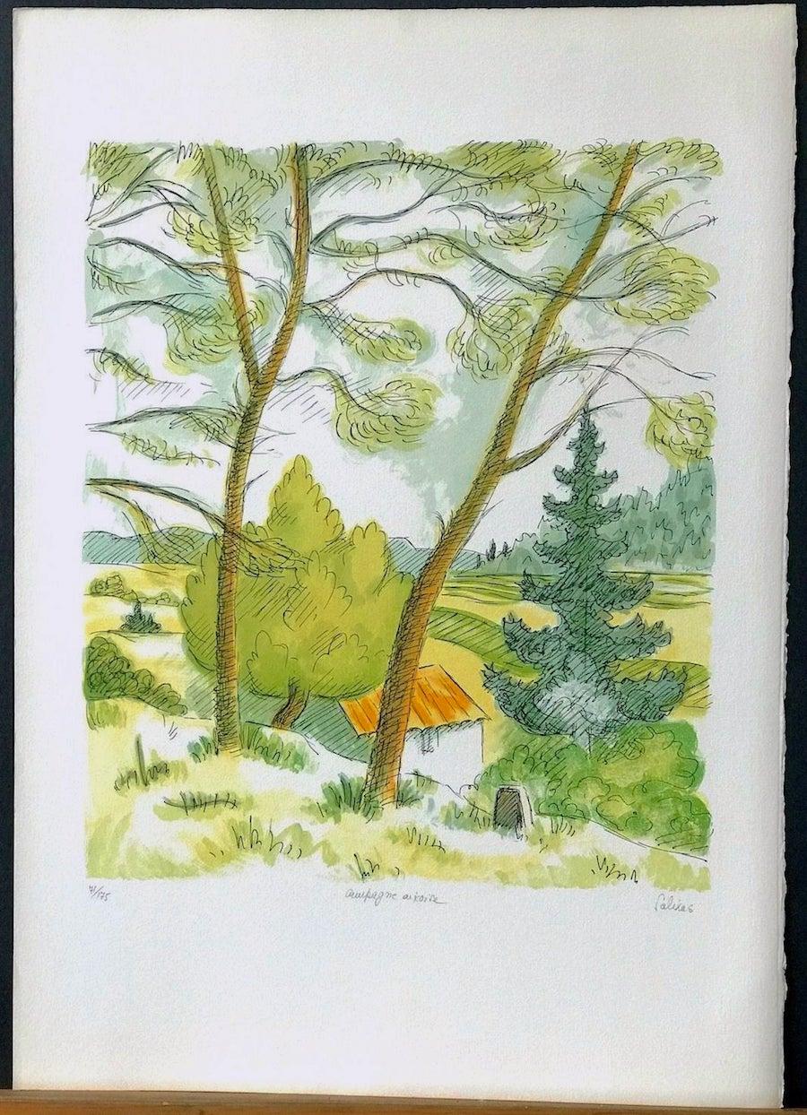 CAMPAGNE AIXOISE, Aix-en-Provence France, Signed Lithograph, Modern Landscape - Print by Laurent Marcel Salinas