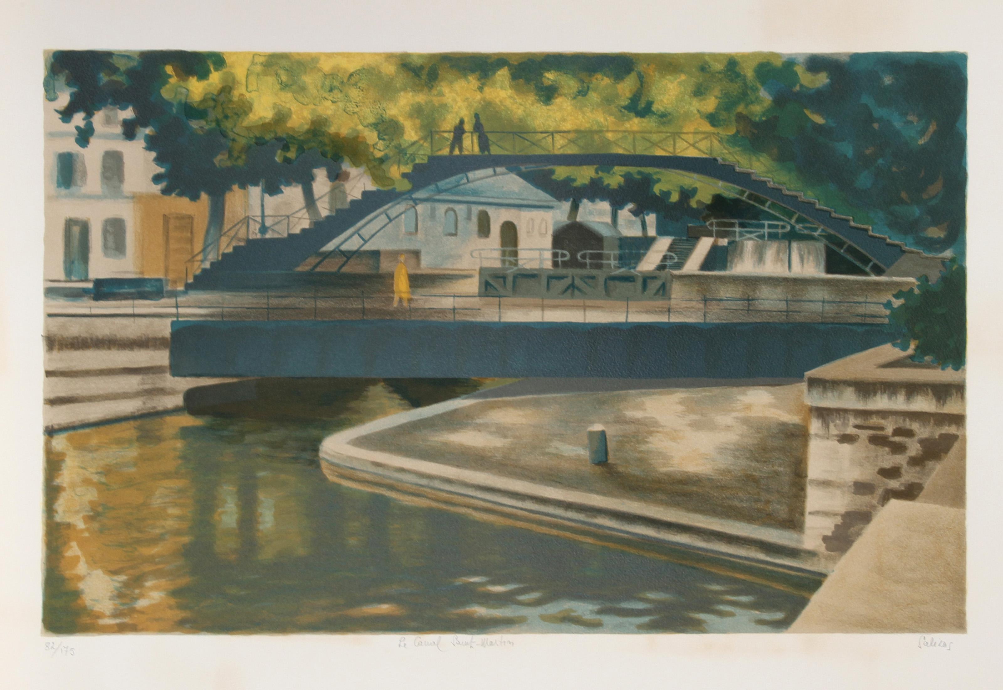 Laurent Marcel Salinas, Ägypter/Franzose (1913 - 2010) -  Kanal. Jahr: ca. 1970, Medium: Lithografie, mit Bleistift signiert und nummeriert, Auflage: 175, Größe: 21 in. x 29 in. (53,34 cm x 73,66 cm) 