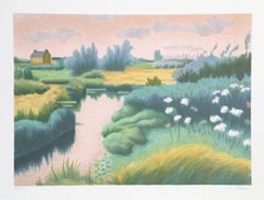 Vintage Estuary, Lithograph by Laurent Marcel Salinas