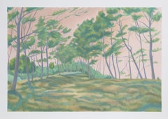 Bosque, litografía impresionista de Marcel Salinas