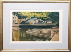 Le Canal Saint-Martin, Lithograph by Laurent Marcel Salinas