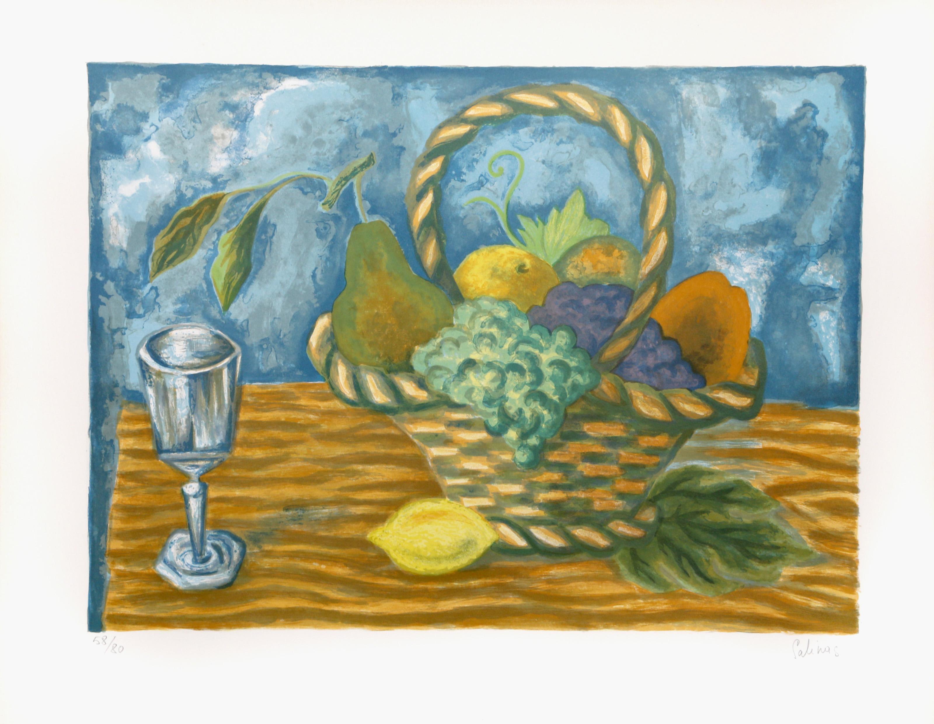 Laurent Marcel Salinas, Egyptian/French (1913 - 2010) -  Nature Morte. Year: circa 1980, Medium: Lithograph, signed and numbered in pencil, Edition: 80, Image Size: 14.25 x 19 inches, Size: 19  x 23.5 in. (48.26  x 59.69 cm) 