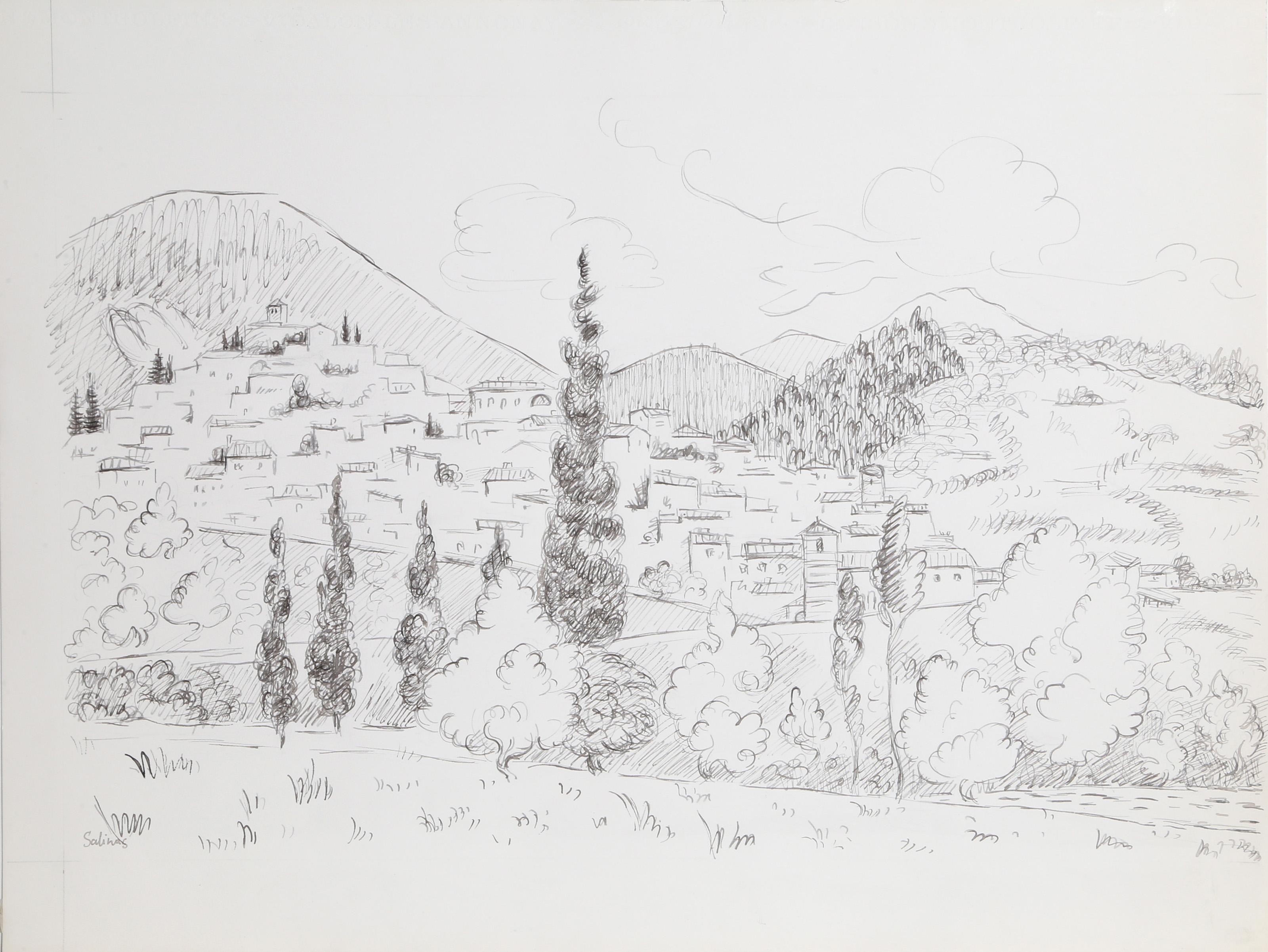 Paysage avec Montagnes, Impressionist Lithograph by Marcel Salinas