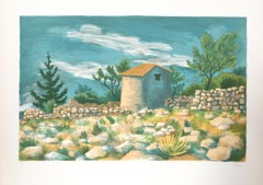 Vintage Rocky French Countryside, Lithograph by Laurent Marcel Salinas