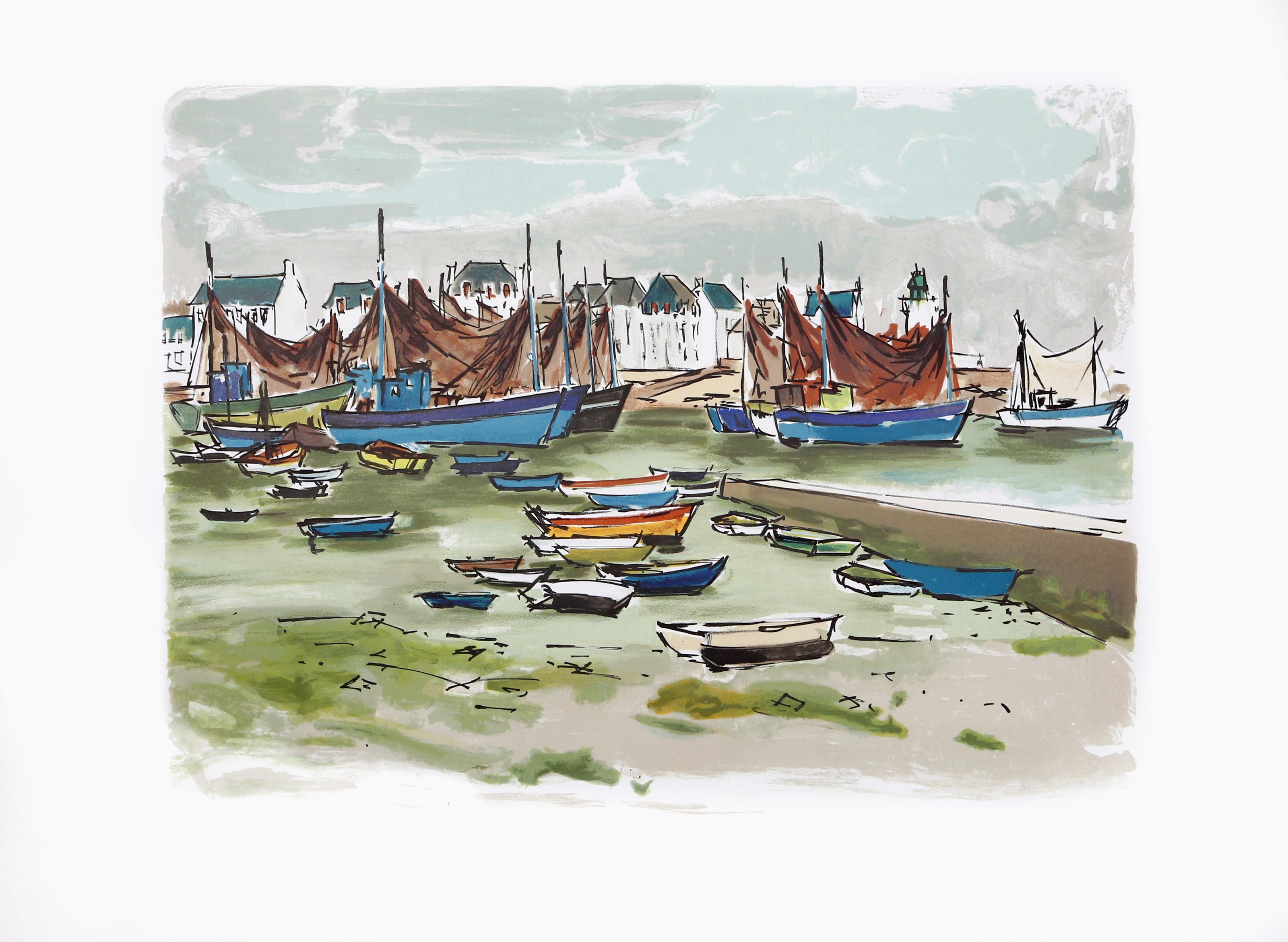 Untitled - Harbor, Impressionist Lithograph by Marcel Salinas