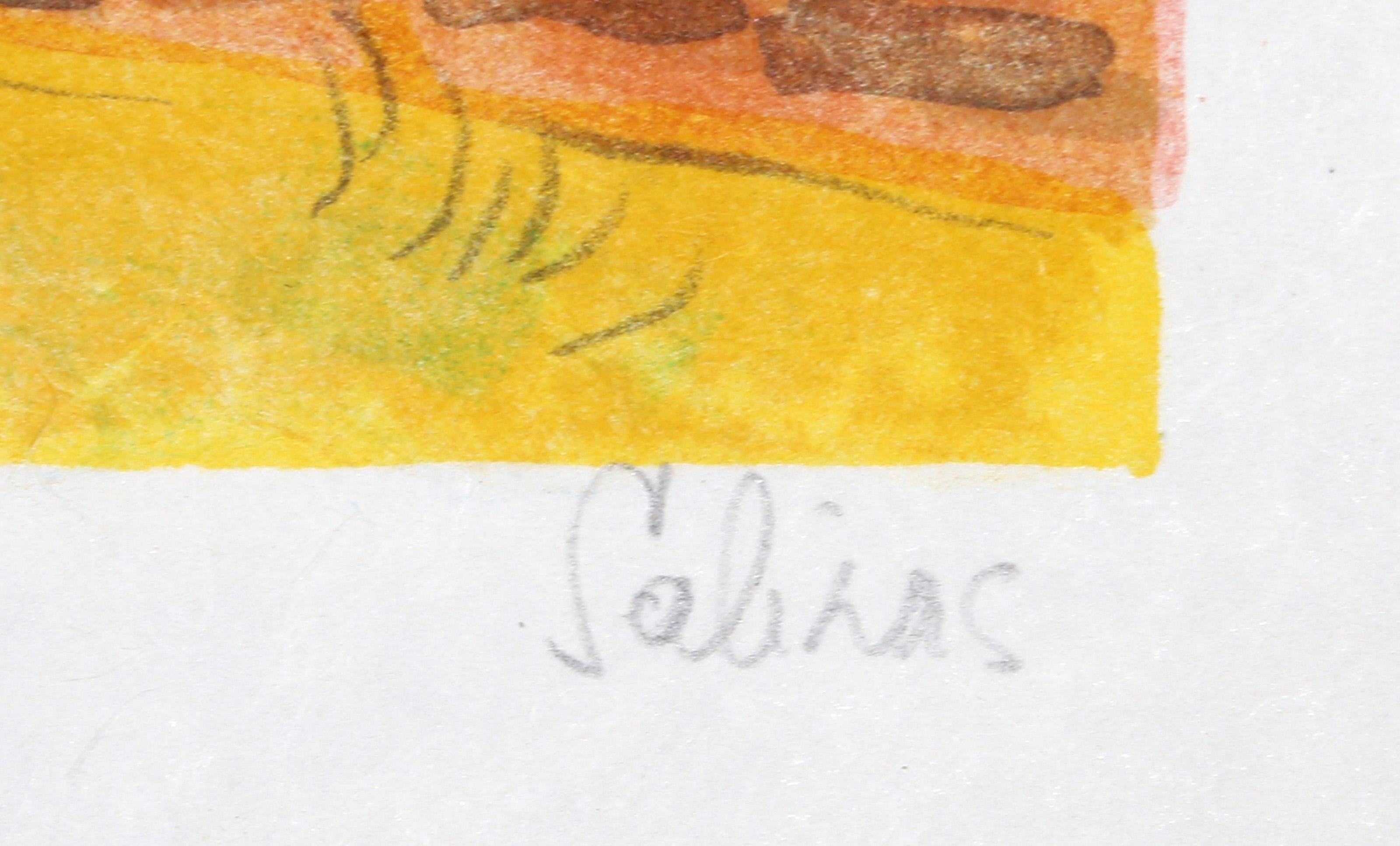 Dorflandschaft, Lithographie auf Papier von Laurent Marcel Salinas im Angebot 1