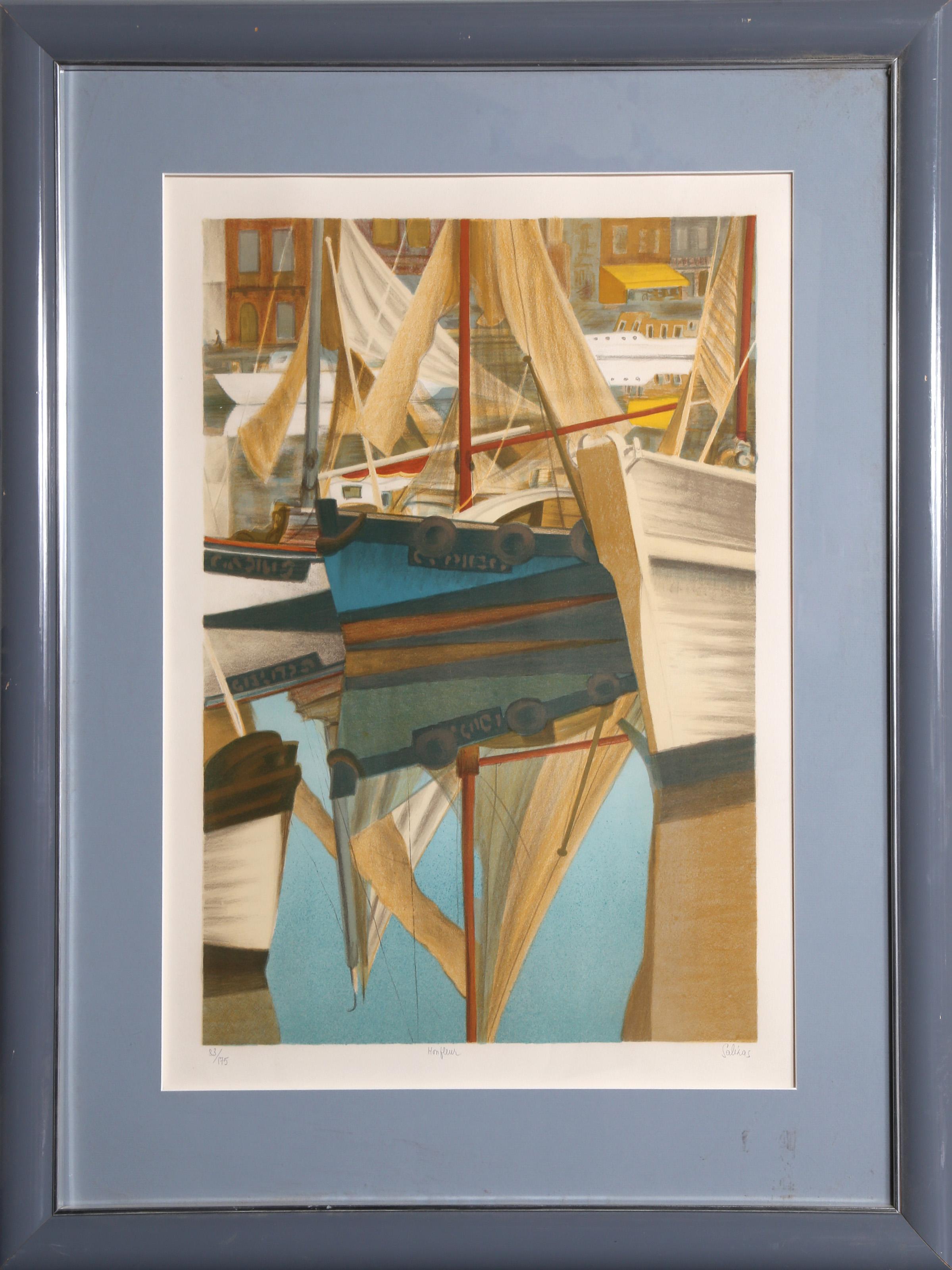 Laurent Marcel Salinas, Egyptian/French (1913 - 2010) -  Voilier. Year: circa 1975, Medium: Lithograph, signed and numbered in pencil, Edition: 83/175, Image Size: 23.5 x 16.5 inches, Frame Size: 37 x 29 inches 