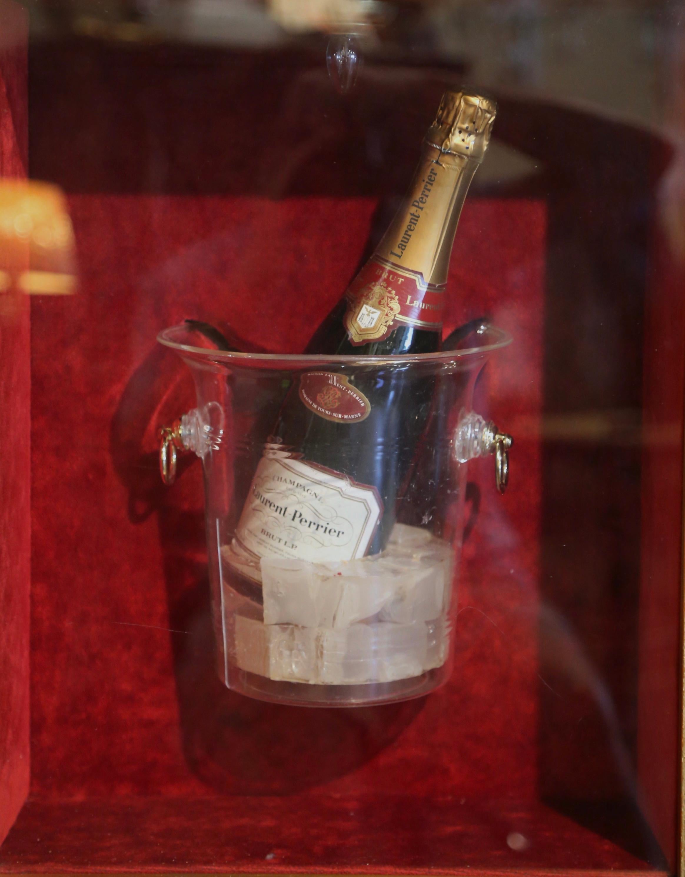Laurent-Perrier Bottle in Ice Bucket Wall Display Case in Light Up Gilt Frame  For Sale 1