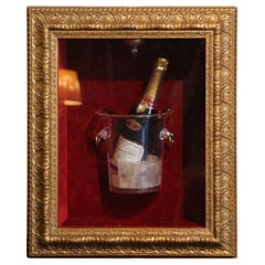 Laurent-Perrier Bottle in Ice Bucket Wall Display Case in Light Up Gilt Frame