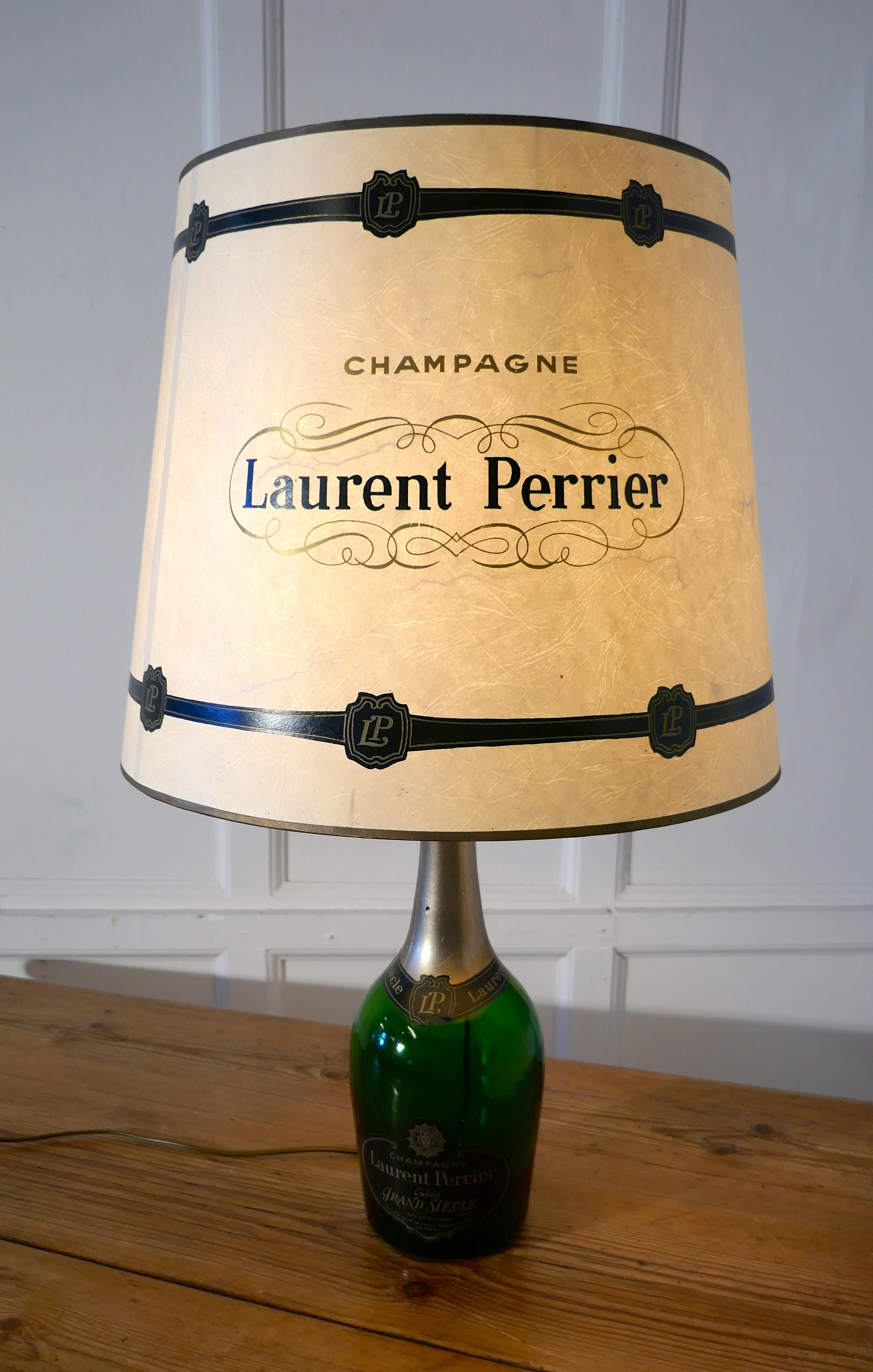 Mid-20th Century Laurent Perrier Champagne Cuveé Grand Siecle Black Label Advertising Table Lamp  For Sale